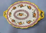 TEMPTATIONS Pumpkin Patch 18" Handled Raised Oval Turkey Platter Rare