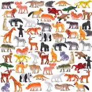 Animal Toy, 64 Pack Mini Wild Jungle Realistic Plastic Animals Figure Toys Set,