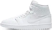 Nike Women's WMNS Air Jordan 1 Mid Hi-Top Trainers, White White Black, 8.5 US