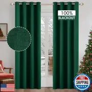 MIULEE Linen Textured 100% Blackout Curtains for Bedroom 72 Inches Long Emera