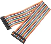 uxcell IDC Rainbow Wire Flat Ribbon Cable 2.54mm Pitch 34 Pin Connection Line FC Dual Female Black Connector for DIY Experiment 1 Ft Length 1 Pcs