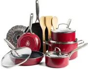 Textured Ceramic Nonstick, 14 Piece Cookware Pots and Pans Set