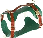 IUOUTG Dog Harness with Handle for Small Dogs Breathable Leather with 4 Adjustable Buckles Pet Vest Easy Control for Training Walking