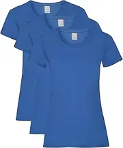 [FIANA FASHIONS] Women's Crew Neck Short Sleeve Plain Cotton T-Shirts, Royal Blue, S
