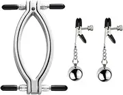 XIONGHAO 1 Pair of Stainless Steel Nipple Clamps and Adjustable Clitoris Clamps Labia Clip Bondage Set, Sexy Nipple Clamps Breast Clip Vagina Speculum SM Erotic Sex Toys for Women