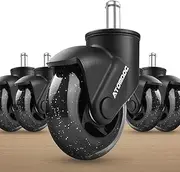 [ATOMDOC] Office Chair Caster Wheels, 3" Newly Lightweight Caster Wheels & Revolutionary Swivel Vertical Axle, Safe Protection for All Floors Including Hardwood, Set of 5