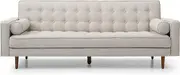 Sofa Bed 3 Seater Button Tufted Lounge Set for Living Room Couch in Fabric Beige Colour