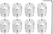 uxcell 8 Pcs Aluminium Potentiometer Knobs, 1/4"(6mm) IDx1/2(12.5mm) ODx5/8(16mm) Height Universal Volume Tone Control Knobs for Guitar, Bass, Oval Indicator, Bright Silver
