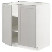 METOD base cabinet with shelves/2 doors, white/Lerhyttan light grey, 80x60x80 cm