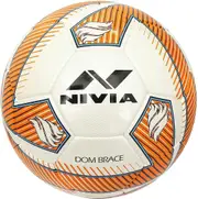 Nivia DOM02 Brace PU Football (Orange, Size 5) - Machine Stitched - 32 Panel - Hobby Playing Ball - Soccer Ball