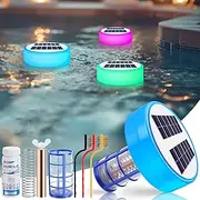 Automatic Floating Pool Cleaner,Solar Pool Ionizer,Pool Water Purifier Ionizer with LED Light,or Above Ground and Inground Pools 35000 Gallons, Crystal-Clear Water Guaranteed