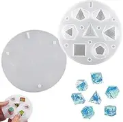 Dice Resin Molds Silicone, DND Dice Epoxy Resin Molds with 7 Standard Polyhedral Stereoscopic Dice Cavities, Silicone Molds for Dice, DIY Dices Making,Table Board Game