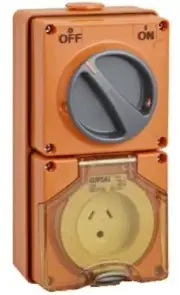 Clipsal 56-SERIES SWITCHED SOCKET 1-Pole 10A 2-Flat & 1-Round Earth Pin ORANGE