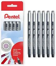 Pentel S20P Pointliner Pigment Liner Technical Drawing Fineliner Pen - Gift Box Set (0.8mm Pack of 6)