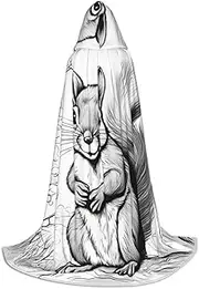 SKKNT Cartoon Squirrel Print Halloween Hooded Cloak Full Length Cape With Hood For Men And Women For Carnival