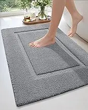 DEXI Bathroom Rug Mat, Ultra Absorbent Soft Bath Rugs, Washable Non-Slip Bathmat for Shower Room Floor, Tub, 24"x16", Grey