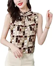 [Generic] Women Spring Summer Tops Chiffon Blouse Casual Sleeveless Floral Printed Shirt