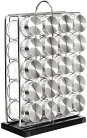 Amazon Basics 20 Jars Spice Organizer Rack, Silver 20 Jars,