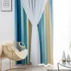 (Blue 134*160) Openwork Star Tulle Gradient Curtains AU