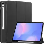 [Nexue] Case for Samsung Galaxy Tab S10 FE Plus 13.1 Inch 2025 SM-X620 X626B,Auto Sleep/Wake, Soft TPU Matte Back Cover, Slim Lightweight Shell Protective Smart Cover (Black)