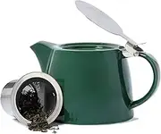 VAHDAM, Porcelain Tea Pot- Dark Green (500ml/17oz) Fine Handcrafted Teapot with Infuser | Blooming and Loose Leaf Tea Maker Set Gifts | Tea Gift Set