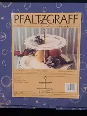 NEW IN BOX Pfaltzgraff Christmas Holly Joy 2 Tier Tidbit Serving Tray 176-120-00