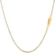 14k 2 Tone Yellow And White Gold Sparkle Chain Necklace, 1.5mm