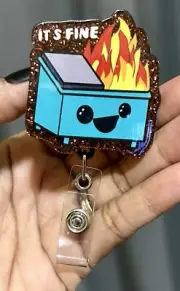 Dumpster Fire,Office Badge, NURSE, RN, ER, Retractable Reel ID Badge Holder