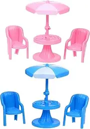 Kisangel Miniature Beach Chair Table Umbrella Micro Scene Decor Props Summer Micro House Accessory Set for Pretend Play
