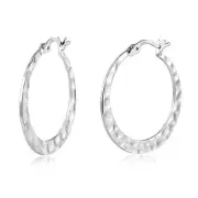 925 Sterling Silver Hammered Hoop Earrings Lightweight Large Hoops Hypoallerg...