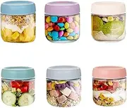 DIOZYRA 6 Pack Overnight Oats Containers with Lids,Reusable Glass Jars with Airtight Lids Wide Mouth Mason Salad Jar Meal Prep Jar for Overnight Oats, Cereal,Yogurt,Salad(10oz/350ml)