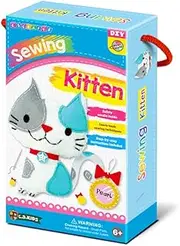 C.S. Kids Magic World DIY Personalised Sewing Kit - Kitten |Frist Sewing Arts & Crafts Gifts | Educational Sewing Kit for Kids | Sew Your Own (Safety Needle & Instruction Included)