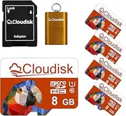 Pack of 5 Parrot-Prime Micro SD Card 8GB Flash Memory Card Micro SDHC C10 A1 U1 with SD Adapter, Card Reader (8GB)