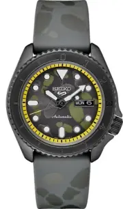 New Seiko 5 Automatic Camo Dial Rubber Strap Men's Limited Edition Watch SRPH69