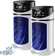 Protec Air - Protec Air Cooler Humidifier, Six Wind Speeds & 3 Cool Mists, Can Be Scheduled, Low Noise Protecair Cooling Fan Humidifier, For Room, Desktop, Bedroom, Office (2Pcs)