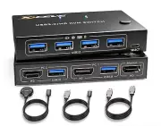 2 Computers HDMI USB 3.0 KVM Switch, HDMI KVM Switch 2 Ports, 2 Computers