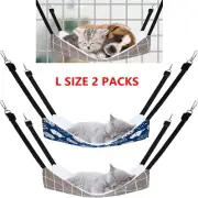 2 Packs Reversible Cat Hanging Hammock with Adjustable Straps Hooks Double-Sided