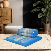 MANGO TREES Zafu & Zabuton Meditation Cushion Set Blue Kapok Filled