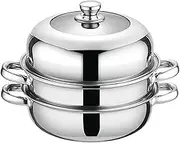 Steamer Pot for Cooking,Stainless Steel Steamer Pot,11 inch Steam Pots with Lid 2-tier for Cooking Veggies Fish Seafood Noodles, Pasta, Food