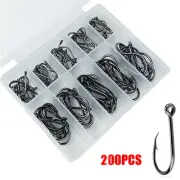 200pcs Fishing Hooks Set Carbon Steel Single Circle Tackle Accessories Hooks Sea