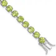 [JewelryWeb] 925 Sterling Silver Rhodium Plated 5mm 16.74pe Peridot Bracelet Link-Bracelet for Women