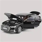 Scale Finished Model Car 1:32 Scale for Audi A8 Sedan Simulation Metal Car Model Replica Collection Car Souvenir Die-cast Vehicle(Black 1)