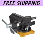 4-Inch Industrial Cast Iron Bench Vise with 270-Degree Swivel & Hardened Jaws
