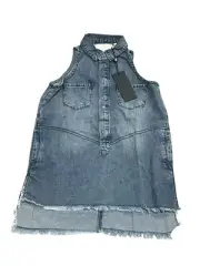 One Teaspoon Kids Girl's Mini Braxton Denim Dress Blue Size 4-5 Kids MSRP $130