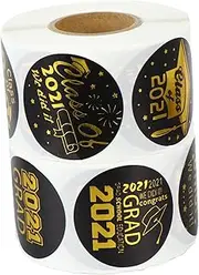 Homoyoyo 2 Rolls Graduation Supplies Sealing Stickers of Self Adhesive Candy Bag Labels with Graduation Patterns Durable and High Viscosity for and