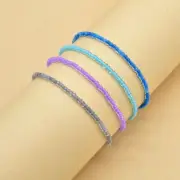 4pcs Multilayer Luminous Beaded Anklet Bracelets Colorful Elastic Ankle Bracelet