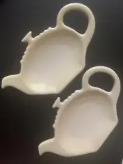 Set of 2 Durable Le Creuset Tea Bag Spoon Holders Dune Beige Stoneware Teapot