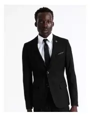 [Blaq] Slim Twill Suit Jacket in Black