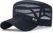 [WULIQIUQIU] Adjustable Army Military Cap Summer Quick Dry Mesh Hat Flat Top Newsboy Hat Basic Accessories for Men