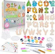 ASIOWELY Wooden Creativity Arts & Crafts Painting Kit for Kids, Alphbet